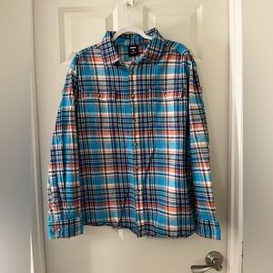 Men’s Teton Gravity Research Flannel Size XL Plaid Button Up Long Sleeve Blue